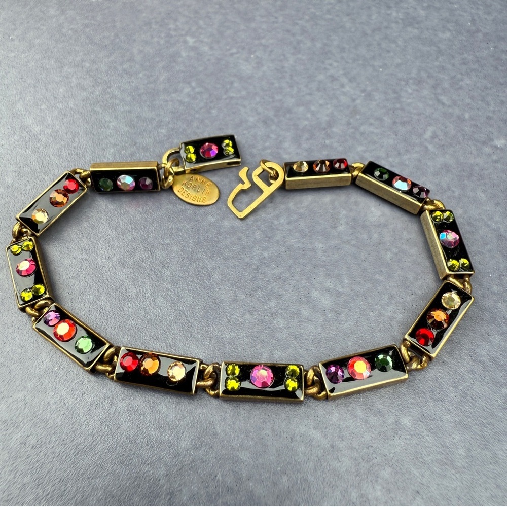 Anne Koplik Vintage Multicolor Rectangular Chain Link Bracelet - Picture 4 of 8